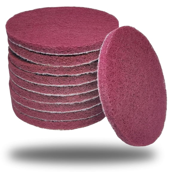 ZXYIE 10 Pcs 5 in 400 Grit Scouring Pads,Hook and Loop Scuff Pads for Furniture and Automotive Cleaning,Red Hoop and Loop Sanding Disc for Rust Removal