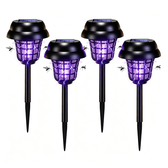 ZXYIE 4 Pack Solar Bug Zapper Outdoor Waterproof Mosquito Repellent Outdoor Patio Mosquito Trap &Killer for Moths,Flies,Small Flying Insect,Solar Powered Fly Zapper for Garden,Patio,Backyard