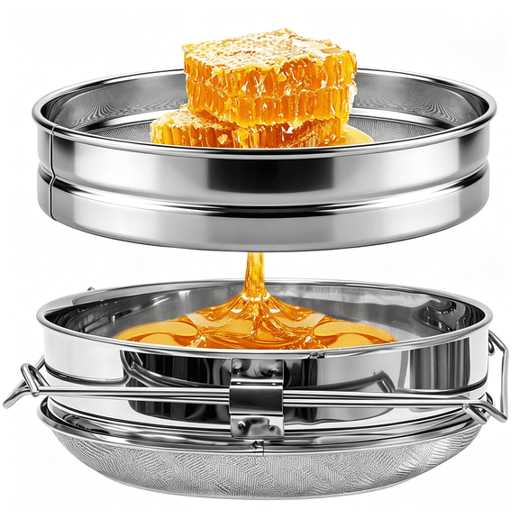 ZXYIE Food-Grade Honey Strainer Double Sieve, Stainless Steel Honey Extractor Strainer Fits 5 Gallon Bucket for Beekeeping Honey Harvest