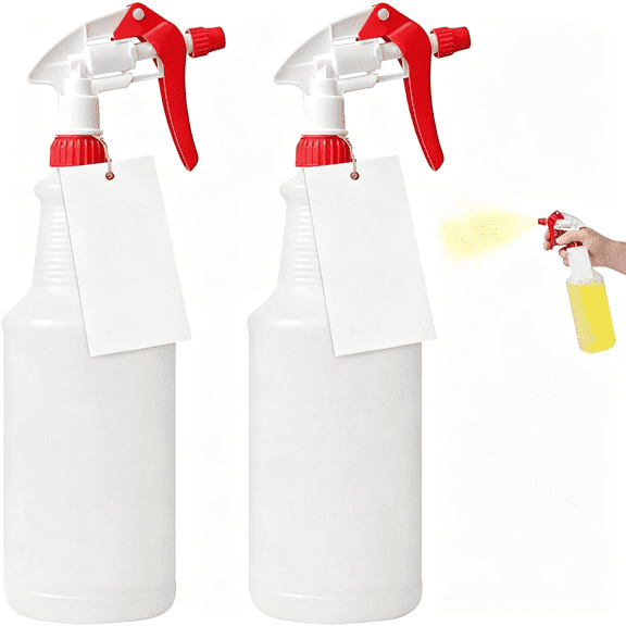 ZXYIE Heavy Duty Plastic Spray Bottles Cleaning Large Empty Industrial Bottles Gardening Solutions Vinegar Chemicals Professional Cleaners Adjustable Sprayer Nozzle Red 2 Pack