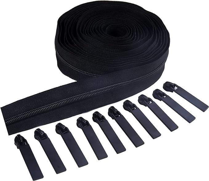 ZXZIP 5 Nylon Coil Rainbow Zipper Tape by The Yard 5 Yards with 10pcs