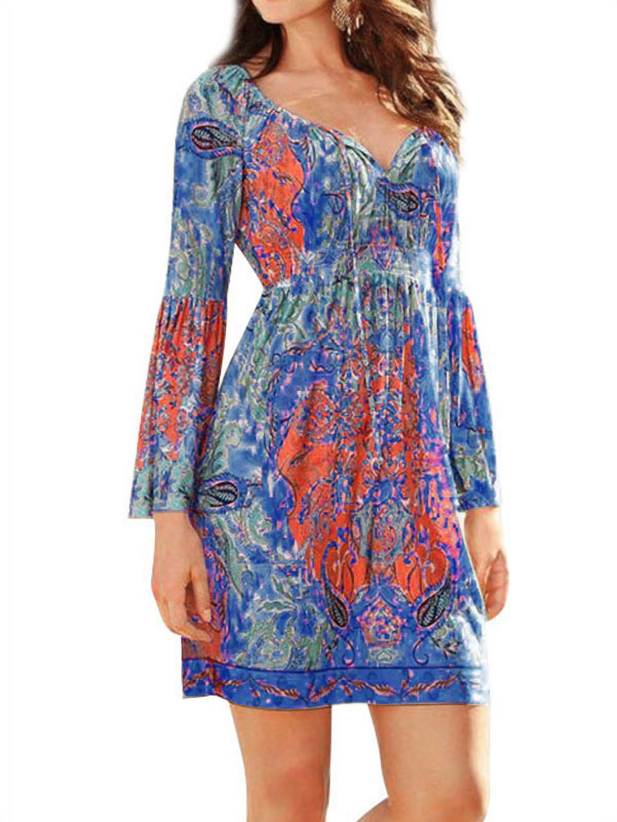 ZXZY Boho Style Women Dress Long Sleeve Beach Summer Dresses Floral