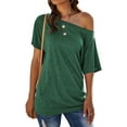 thumbnail image 1 of ZXSXSY Women Boat Neck Kangaroo Pocket Short Sleeve Solid Color Top, 1 of 7