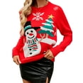 thumbnail image 1 of ZXSXSY Women Christmas Snowman Printed Crew Neck Long Sleeve Knit Christmas Ugly Sweater, 1 of 7