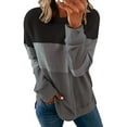 thumbnail image 1 of ZXSXSY Women Contrast Color Crew Neck Long Sleeves Pullover Top, 1 of 2