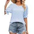 thumbnail image 1 of ZXSXSY Women Floral Print Crew Neck Ruffle Short Sleeve Blouse, 1 of 6