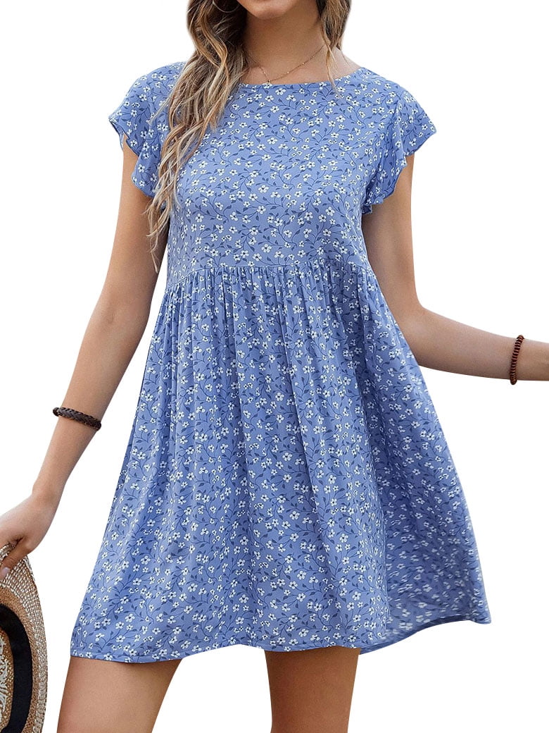 ZXZY Women Floral Print Ruffled Sleeve Pleated Mini Zambia | Ubuy