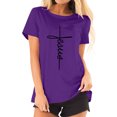 thumbnail image 1 of ZXSXSY JESUS Print Tops for Women Crew Neck Short Sleeves Casual Tee Shirts, 1 of 6