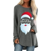 ZXZY Women Letter Graphic Printed Long Sleeve Crew Neck Cut Pullover