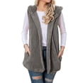 thumbnail image 1 of ZXSXSY Women Open Front Solid Color Sleeveless Fleece Hooded Vest Cardigans, 1 of 6