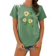 thumbnail image 1 of ZXSXSY Women Short Sleeves Daisy Flowers Printed Crew Neck T-Shirt, 1 of 4