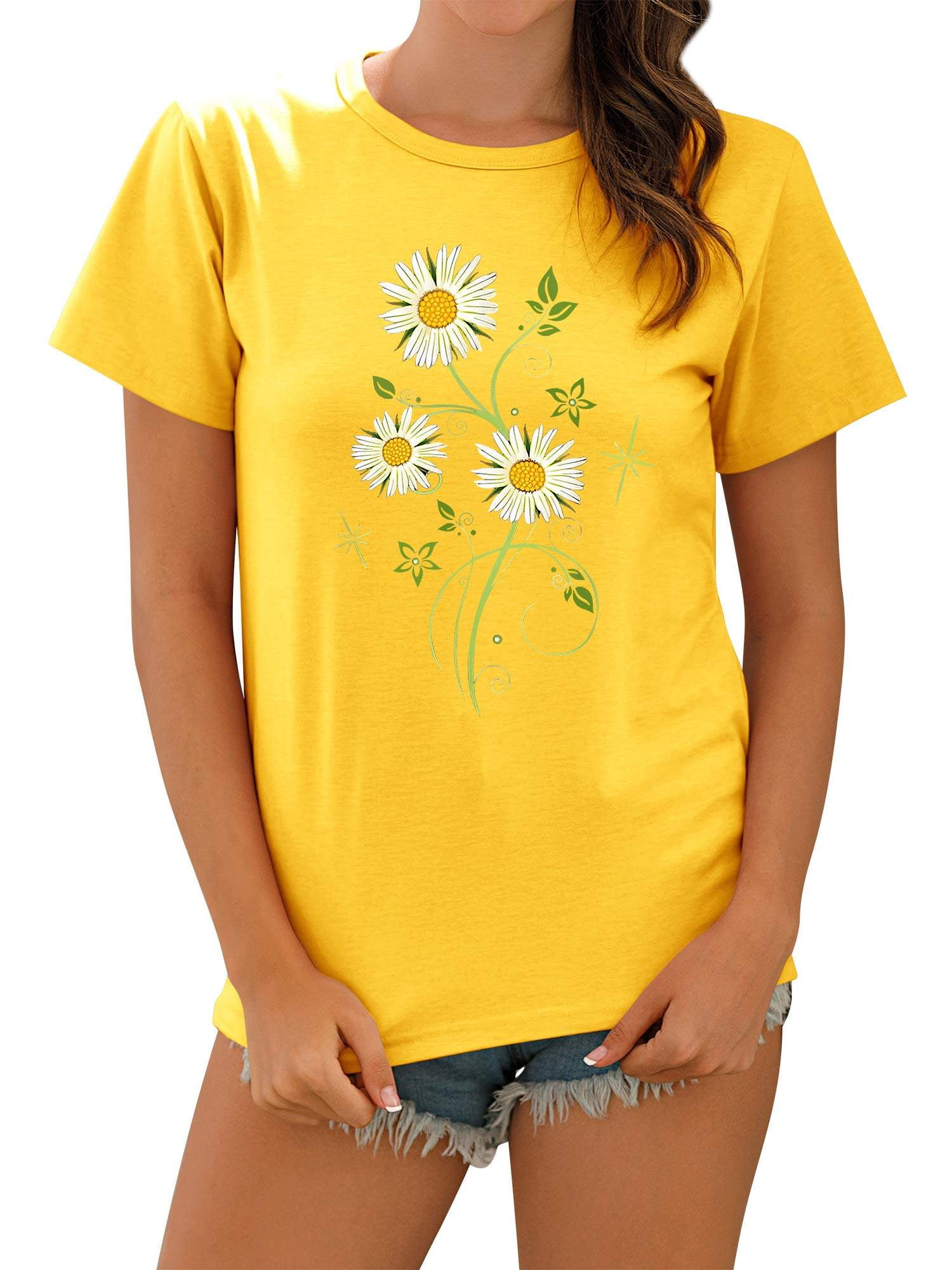 Tシャツ・カットソー Tripple Daisy Cropped T-shirt (2 COLOR) Remidoo Women's Tie Dye Short Sleeve Graphic Print