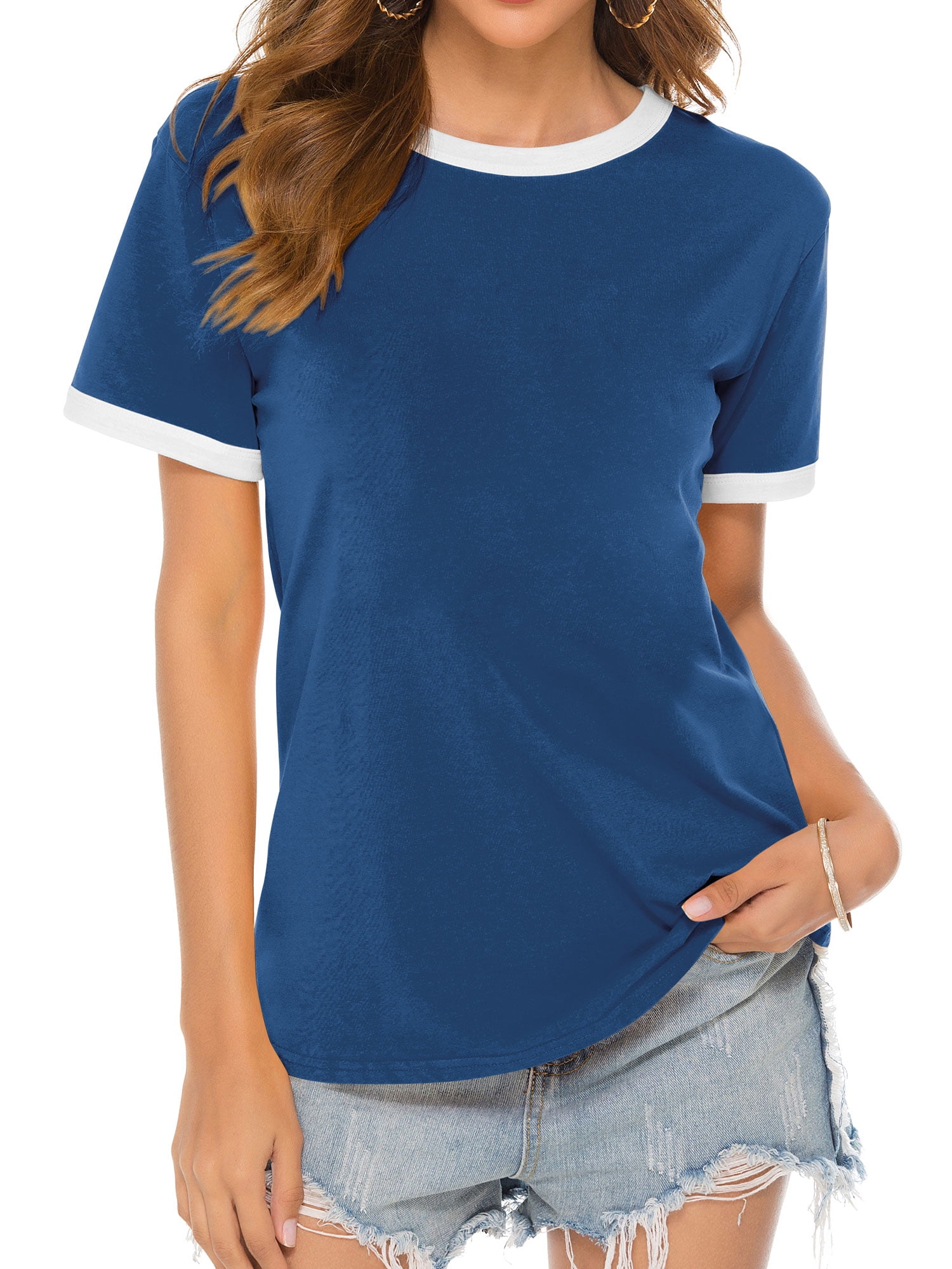 ZX Women Solid Color Crew Neck Short Sleeves Tee Jamaica | Ubuy