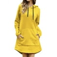 thumbnail image 1 of ZXSXSY Women Solid Long Sleeves Curved Hem Drawstring Hoodie with Pocket, 1 of 4