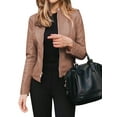 thumbnail image 1 of ZXSXSY Women Stand Collar Full Zip Long Sleeve Motorcycle Jacket, 1 of 8