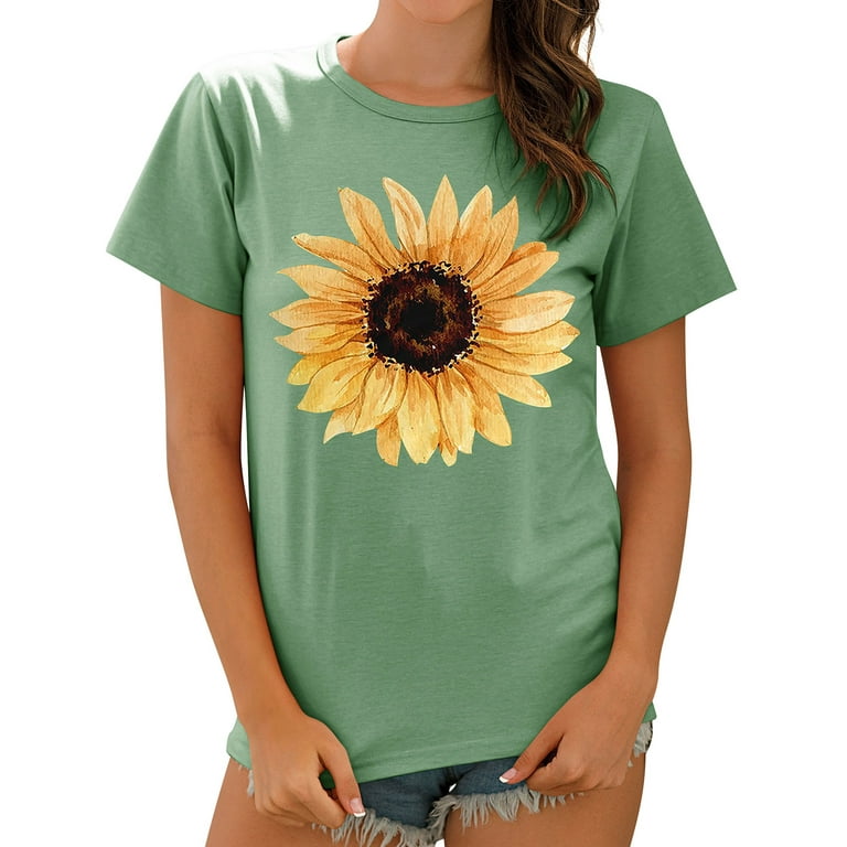 【SUNFLOWER】Sports Love Short Sleeve T-shirt/全国送料無料 ZXSXSY Women Sunflower Graphic Printed Short Sleeves T-Shirt