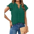thumbnail image 1 of ZXSXSY Women Swiss Dot Ruffle Short Sleeve V Neck Solid Color Blouse Top, 1 of 7