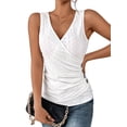 thumbnail image 1 of ZXSXSY Womens Cross Over V Neck Sleeveless Cutout Ruched Tank Top, 1 of 7