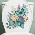 ZY1Pc Toilet Stickers, Peony Butterflies Bathroom Toilet Seat Lid Cover