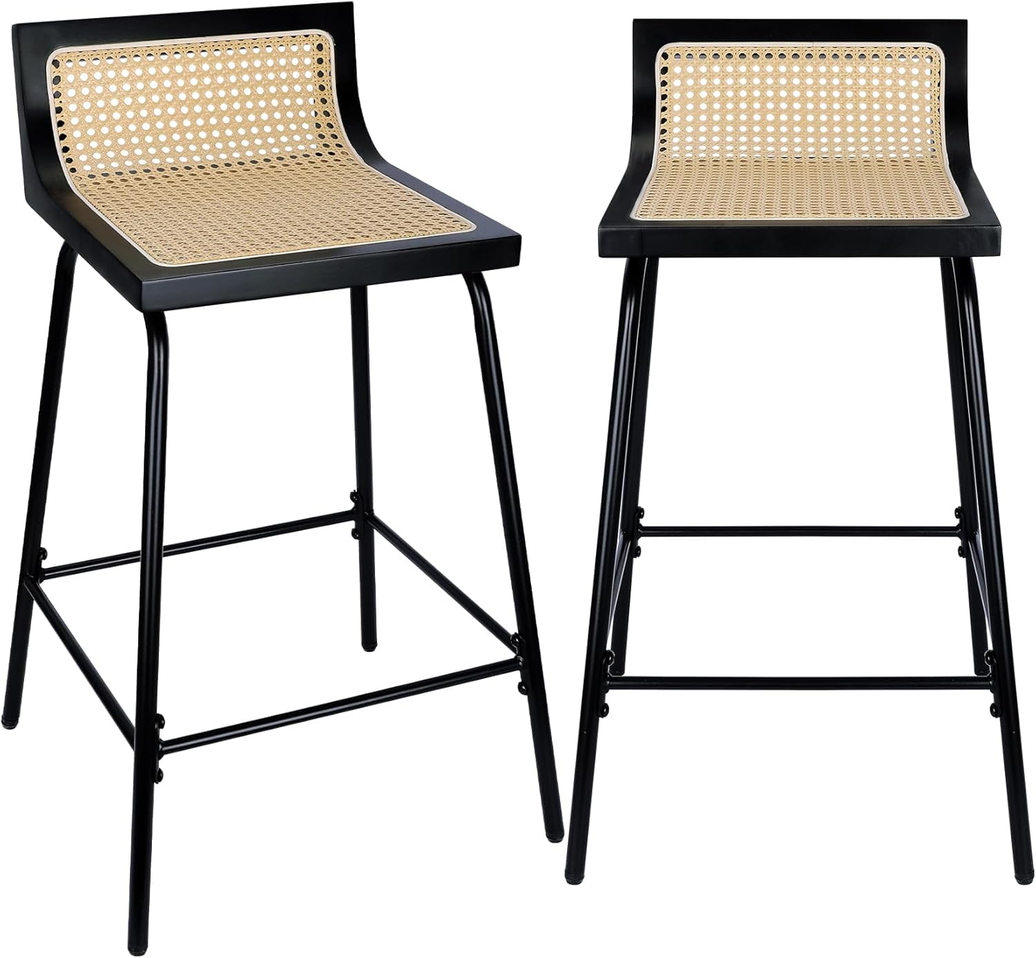 ZYBT Counter Height Bar Stools Set of 2, 24 Inch Boho Rattan Bar Stool ...