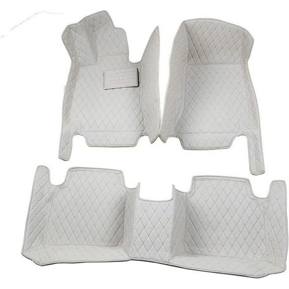 ZYCHUANGYING All Weather Luxury XPE Leather Custom Fits Floor Mats for BMW X7 (Beige)