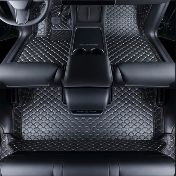 ZYCHUANGYING Fit Tesla Model Y Juniper (Not for Standard) 5-Seat 2026 Floor Mats Weatherproof Floor Liner Anti-Slip Design for Ultimate Interior Protection (Black with Beige Stitching)