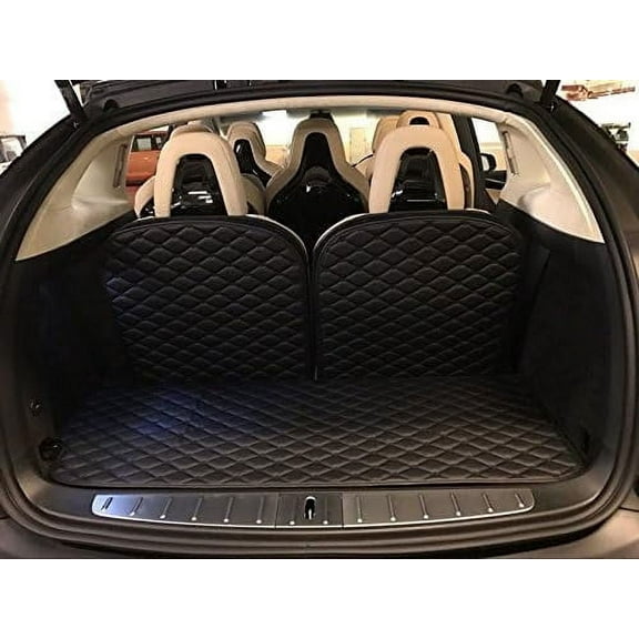 ZYCHUANGYING Trunk Floor Mat + Back Seat Protector Custom Fit for 2016-2021 Tesla Model X 6/7 Seater