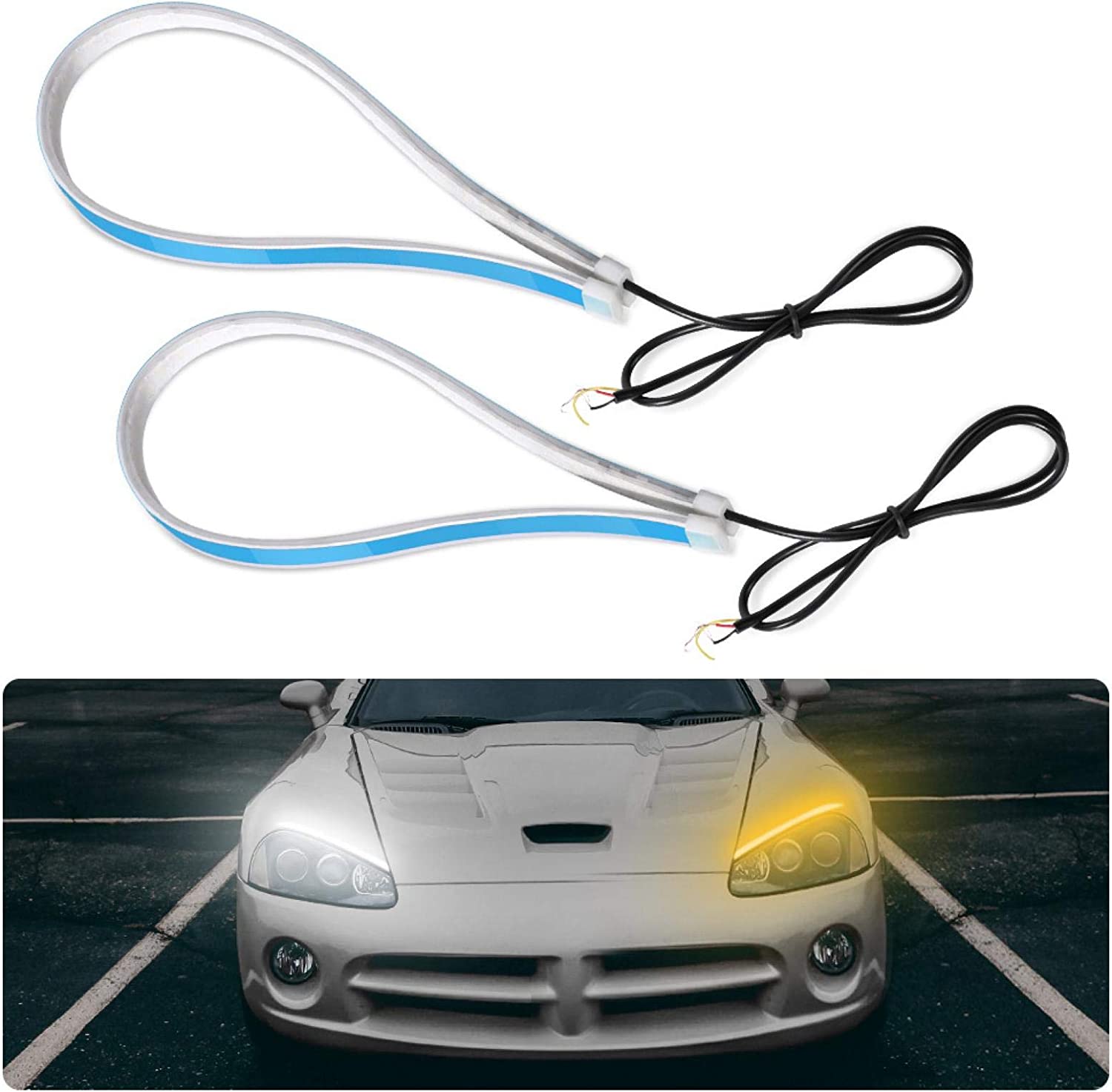 ZYFlexible Led Light Strip, 60cm Ultra Thin Car Soft Tube LED Strip