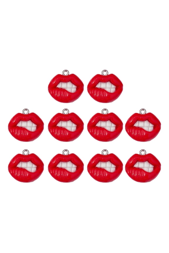 10pcs Funny Sexy Red Lip Resin Charm Hip Hop Halloween Earring Pendant Accessories DIY Keychain Jewelry Making Crafts