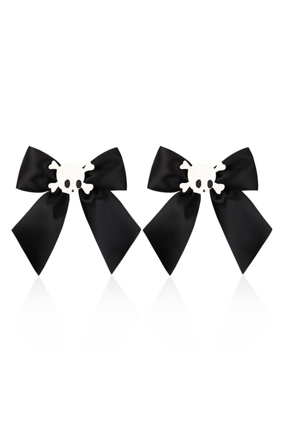 1pair Y2K Hair Clip Bowknot&Skull Shape Hairpin Hair Clip for Christmas Halloween Side Hair Ponytail Hairpins for Teens