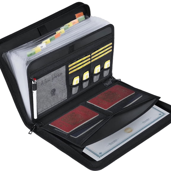 ZYHARUKO 2000 Fireproof Water Resistant Document Case 13 Pocket Expanding File Folder File Organiser for Document Certificates