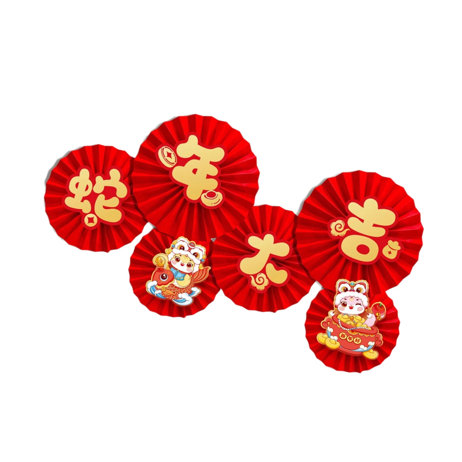 ZYHARUKO 2025 New Year Paper Fan Flower Decoration 2025 New Year Paper