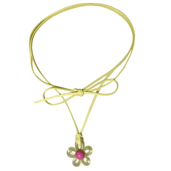 ZYHARUKO Adjustable Chain Colorful Flower Pendant Necklace Plum Blossom Choker Anniversary Jewelry Y2k Necklace Tie up Choker