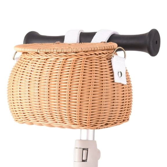 ZYHARUKO Bicycles Wicker Basket Front Handlebars Basket with Belt and Lid Wovens Bikes Basket