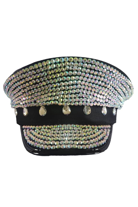 Bridal Hat with Sparkly Crystals Captain Hat Beret Sailor Hat for Bachelorette Party Wedding for Club Stage Bar