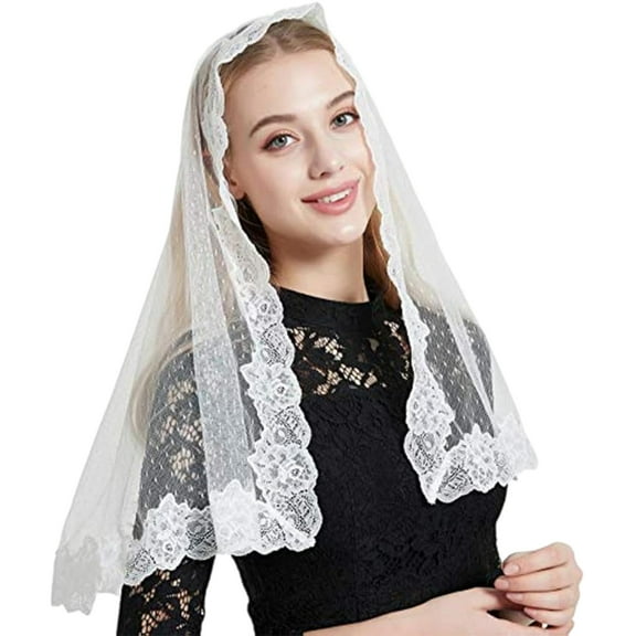 ZYHARUKO Catholic Mantilla Veils Embroidered Mass Veils Religious Prayer Veils Elegant for Catholic Church Prayers