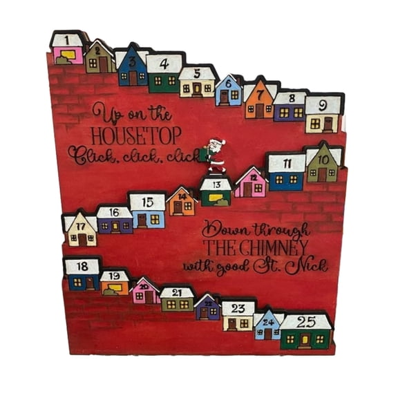 ZYHARUKO Christmas Advent Calendar 2023 Wood Santa Castle Countdown Calendars Ornament for Home Party Desk Decorations New Year
