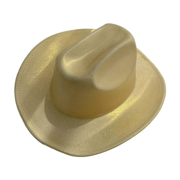 ZYHARUKO Christmas Sequins Cowboy Hat Western Style Large Brim Hat Fedora Felt Cowboy Shimmering Hat Accessory Wide Curved Brim