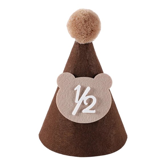 ZYHARUKO Coffee Bear Baby Birthday Hat Soft Shower Party Peaked Cap Adjustable Size with Digits Number Creative Photography Prop