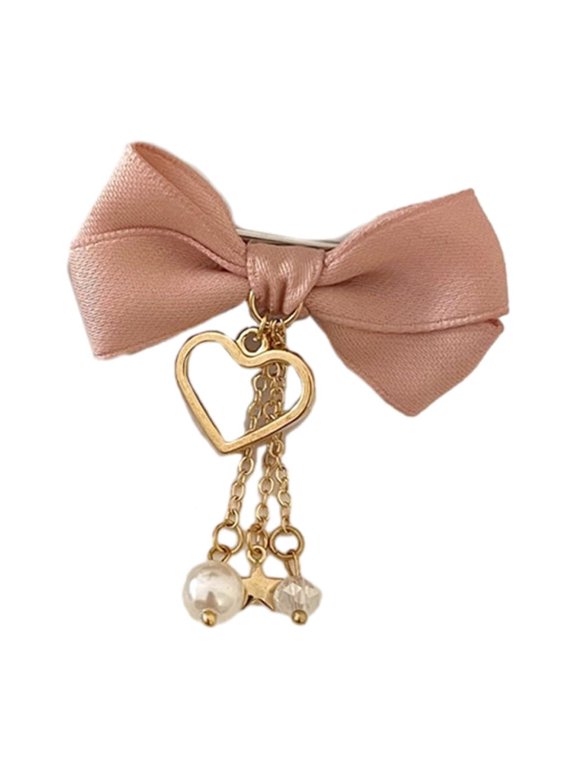 Delicate Bow Heart Y2K-Style Side Clip Bow Hair Clip Sweet Girls Cute Bow Style Tassels Pearls Balletcore