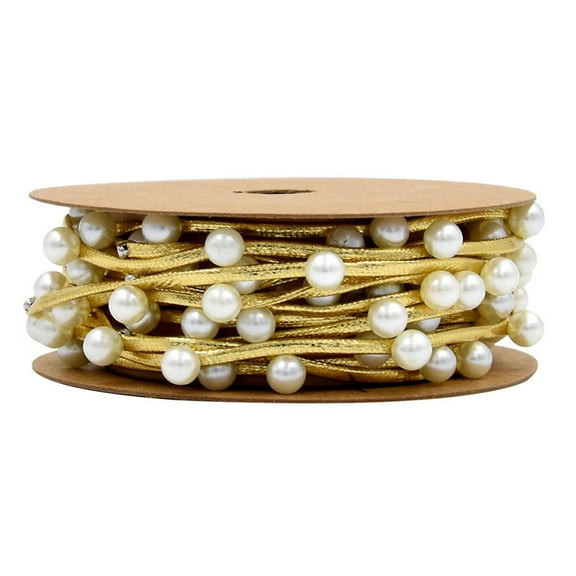 ZYHARUKO Elegant Beaded Ribbon Christmas Beads Ribbon for Party Decoration and Add a Touch of