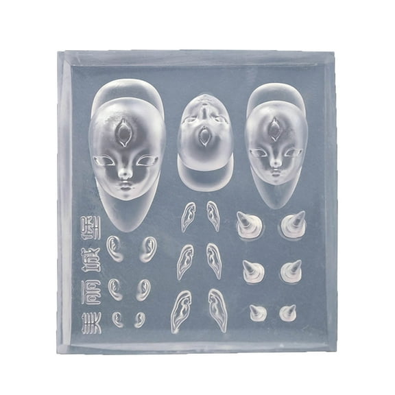 ZYHARUKO Elf Ear Nail Stamping Templates Elf Doll Nail Art Molds Devil Horns DIY Nail Carving Mold Gift for Nail Art Enthusiasts