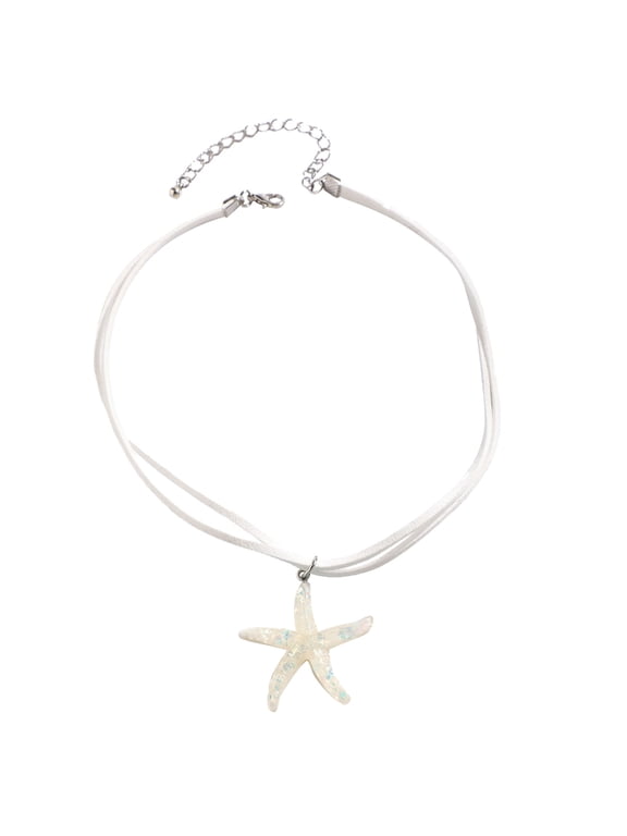 Fashion Large Starfish Pendant Necklace Simple Choker Simple Charm Neck Chain White Rope Clavicle Chain Party Jewelry