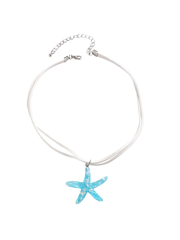 Fashion Large Starfish Pendant Necklace Simple Choker Simple Charm Neck Chain White Rope Clavicle Chain Party Jewelry