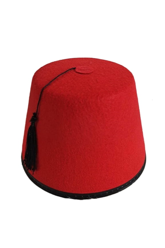 Felt Moroccan Red Fez Hat Turkish Hat for Men with Black Tassels Tarboosh Hat Pasha Fez Egyptian Fez Cap Costume Hat