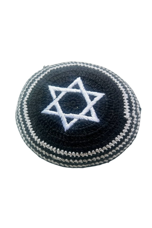 Flat Top Jewish Kippah Hat Embroidery White Yarmulke for Women Men Breathable Traditional Hat for Religious Observances