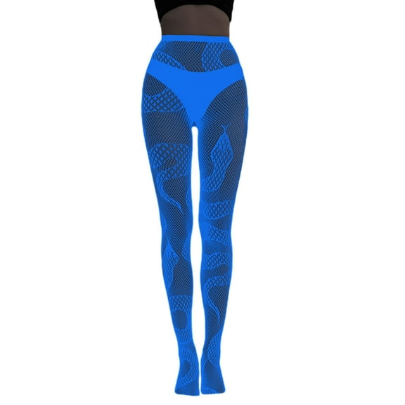 ZYHARUKO Glow In The Dark Blue Light Fishnet Tights Stockings for Women Halloween Luminously Spiderweb Patterned Mesh Pantyhose
