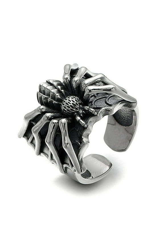 Gothic Spiders Open Rings Punk Style Statement Rings Adjustable Finger Rings Party Jewelry Halloween Accessory for Men
