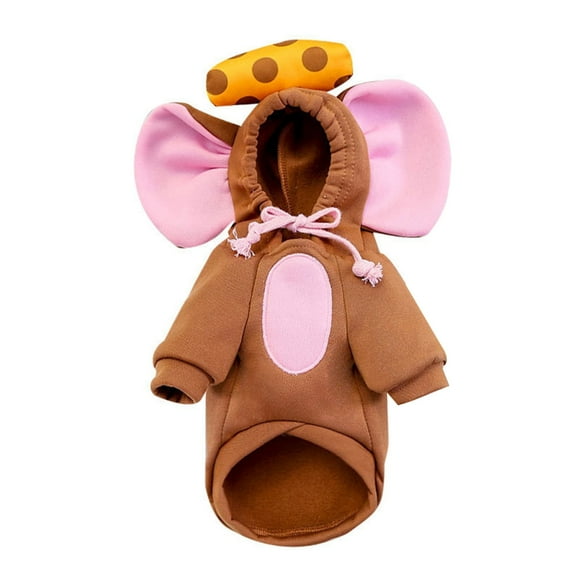 ZYHARUKO Halloween Pet Cosplay Mouse Costume with Drawstring Hoodies Pet Cat Dogs Pullover Keep Warm Jumpsuit for Cosplay Party