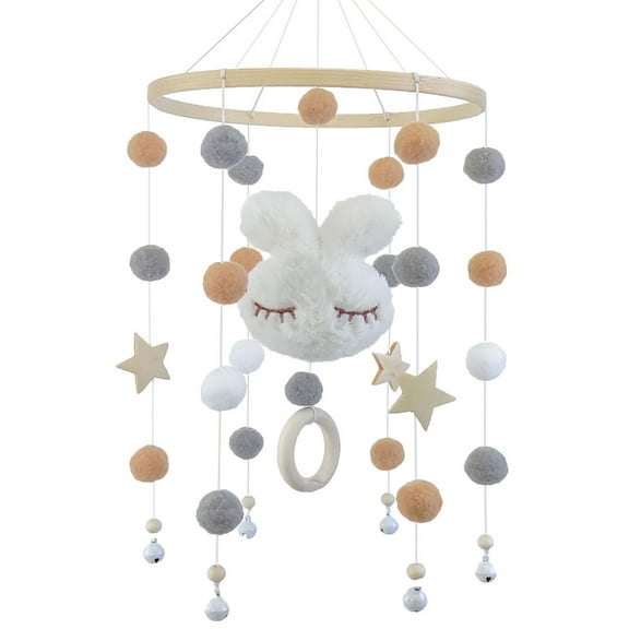 ZYHARUKO Hanging Rattle Baby Bed Mobile Toy Rabbit Ornament Stroller Accessories Baby Gymplay Toy Rotating WindChimes for Newborn